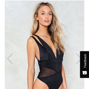 Black mesh cutout bodysuit NWOT